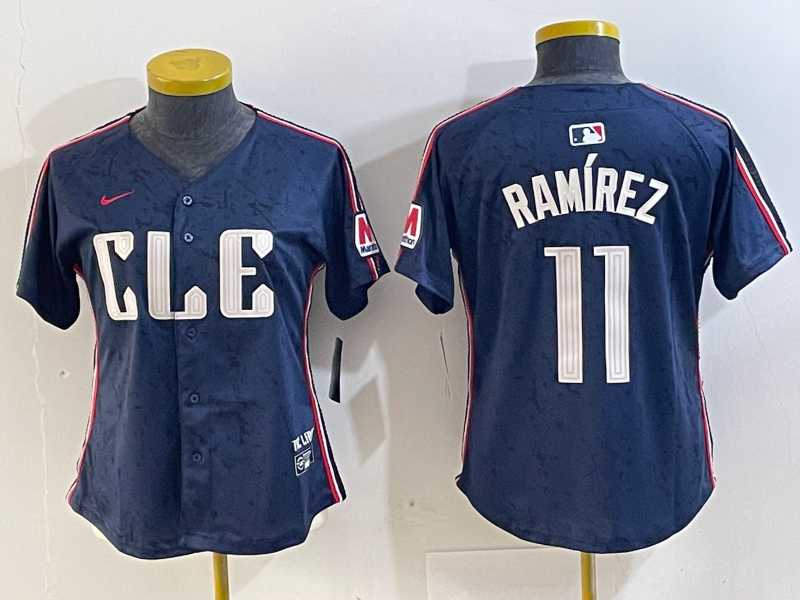 Women%27s Cleveland Guardians #11 Jose Ramirez Navy 2024 City Connect Limited Stitched Jersey